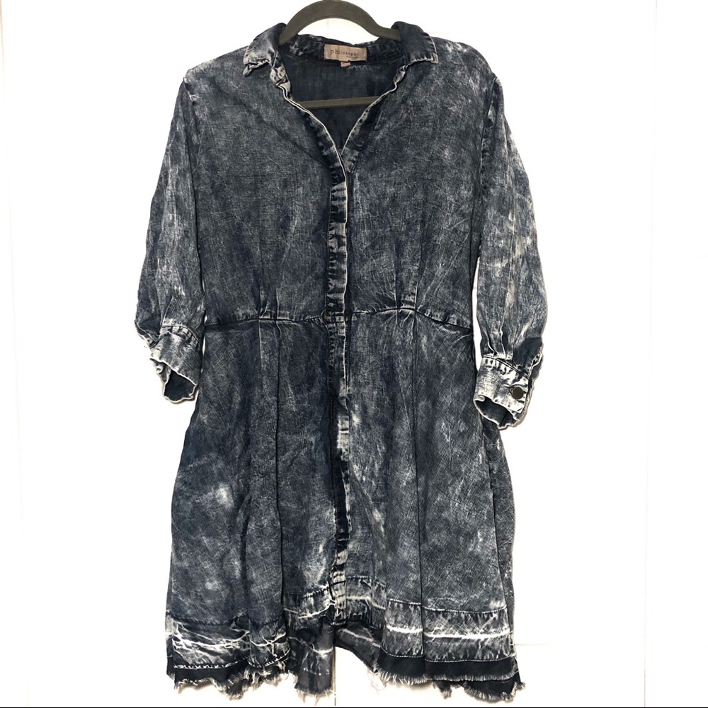 Philosophy Acid Wash Tencel Blue Dress Tunic Large